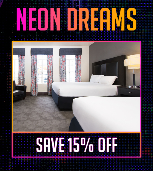 neon city festival room promotion sale